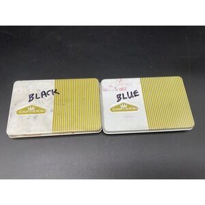 Vintage Carters Ink Stamp Pads Black and Blue Metal Tins Felt Pads USA Lot of 2